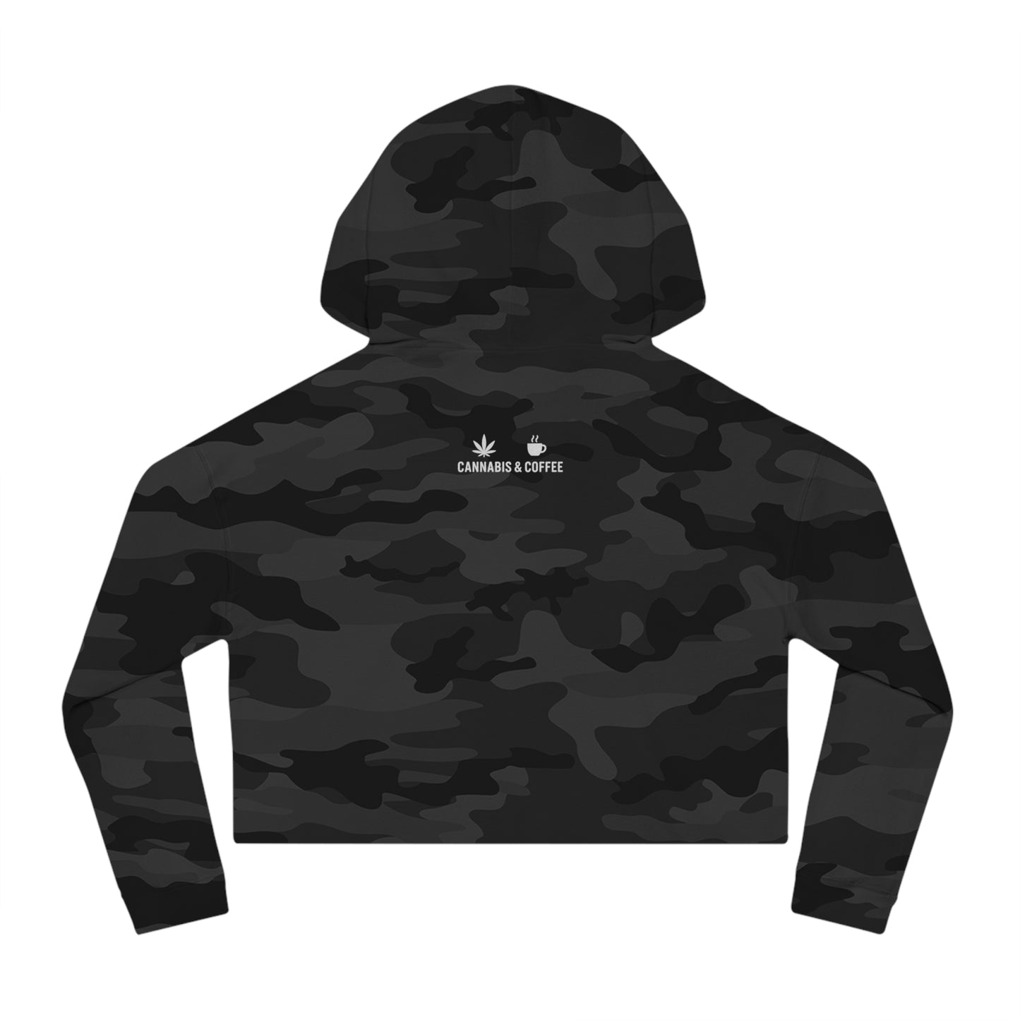 Cropped Hooded Sweatshirt - Cannabis & Coffee Vibes for Relaxation
