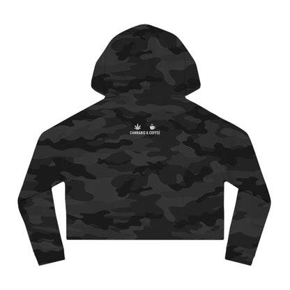 Cropped Hooded Sweatshirt - Cannabis & Coffee Vibes for Relaxation