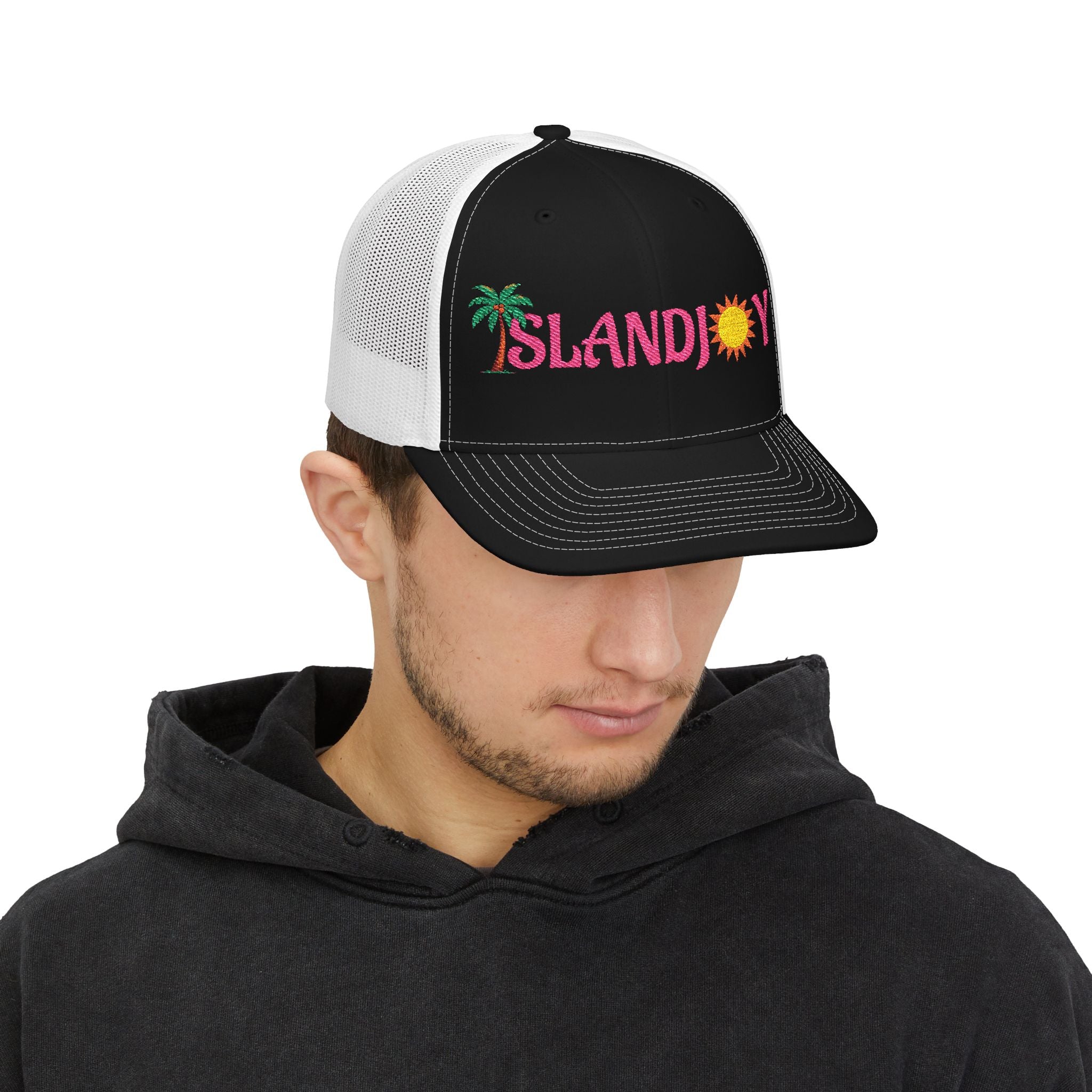 Island Joy Snapback Trucker Cap | Beach Vibes, Summer Accessory, Vacation Hat, Embroidered Hat, Outdoorsy Gift
