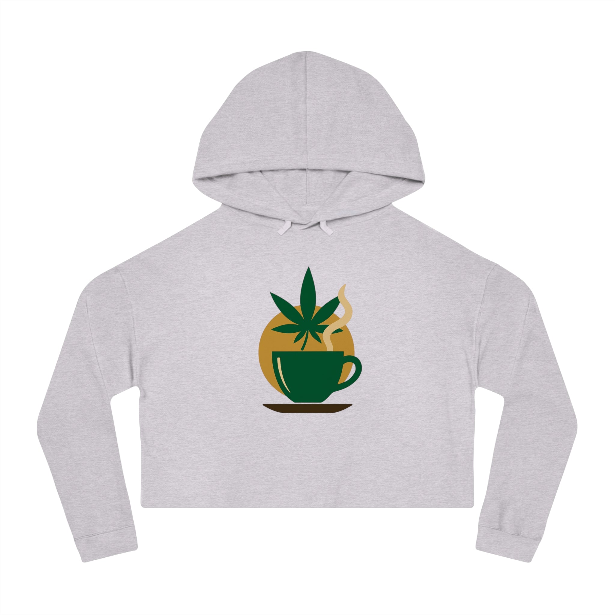 Cropped Hooded Sweatshirt - Cannabis & Coffee Vibes for Relaxation