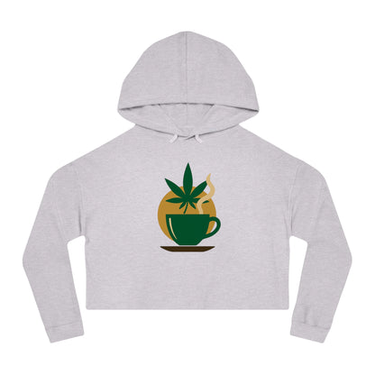 Cropped Hooded Sweatshirt - Cannabis & Coffee Vibes for Relaxation