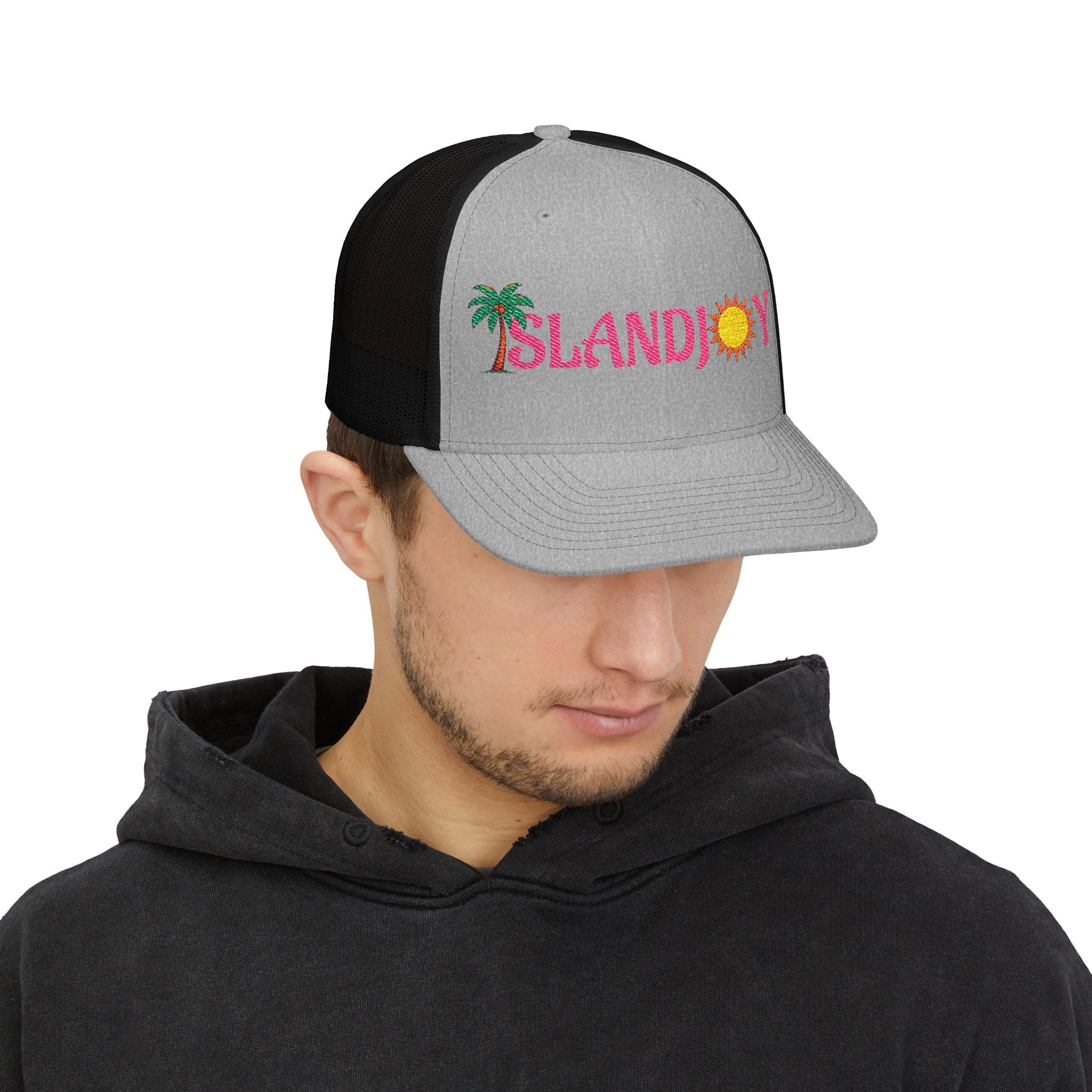 Island Joy Snapback Trucker Cap | Beach Vibes, Summer Accessory, Vacation Hat, Embroidered Hat, Outdoorsy Gift