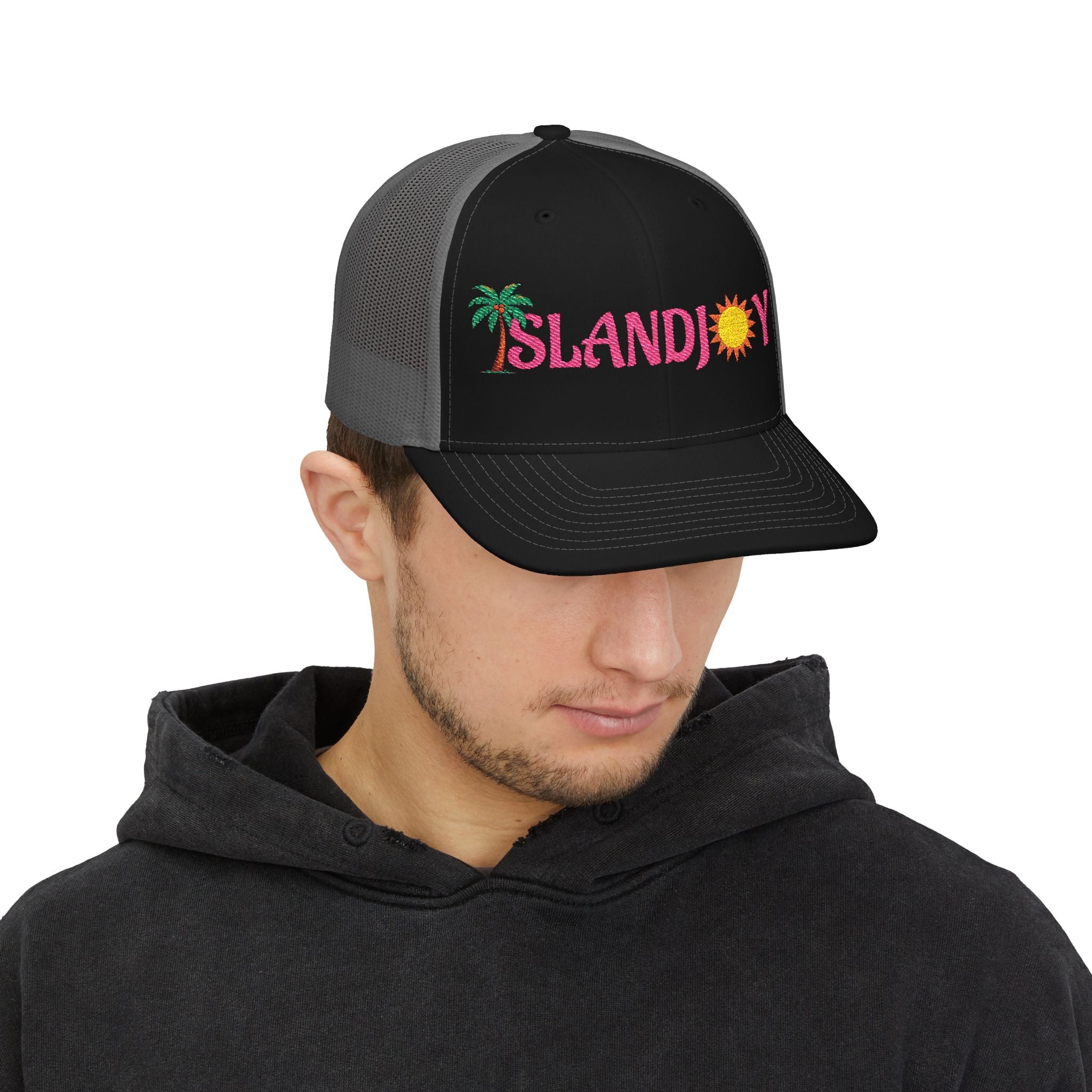 Island Joy Snapback Trucker Cap | Beach Vibes, Summer Accessory, Vacation Hat, Embroidered Hat, Outdoorsy Gift