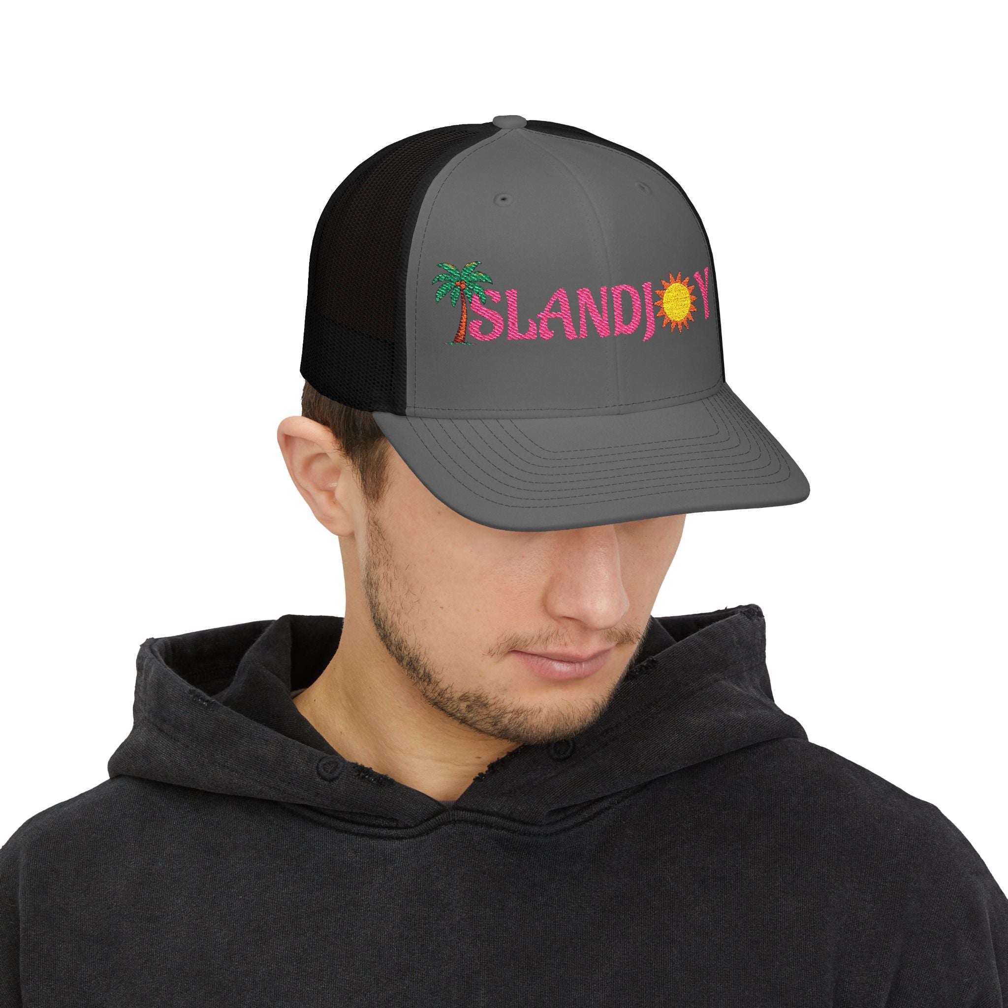 Island Joy Snapback Trucker Cap | Beach Vibes, Summer Accessory, Vacation Hat, Embroidered Hat, Outdoorsy Gift