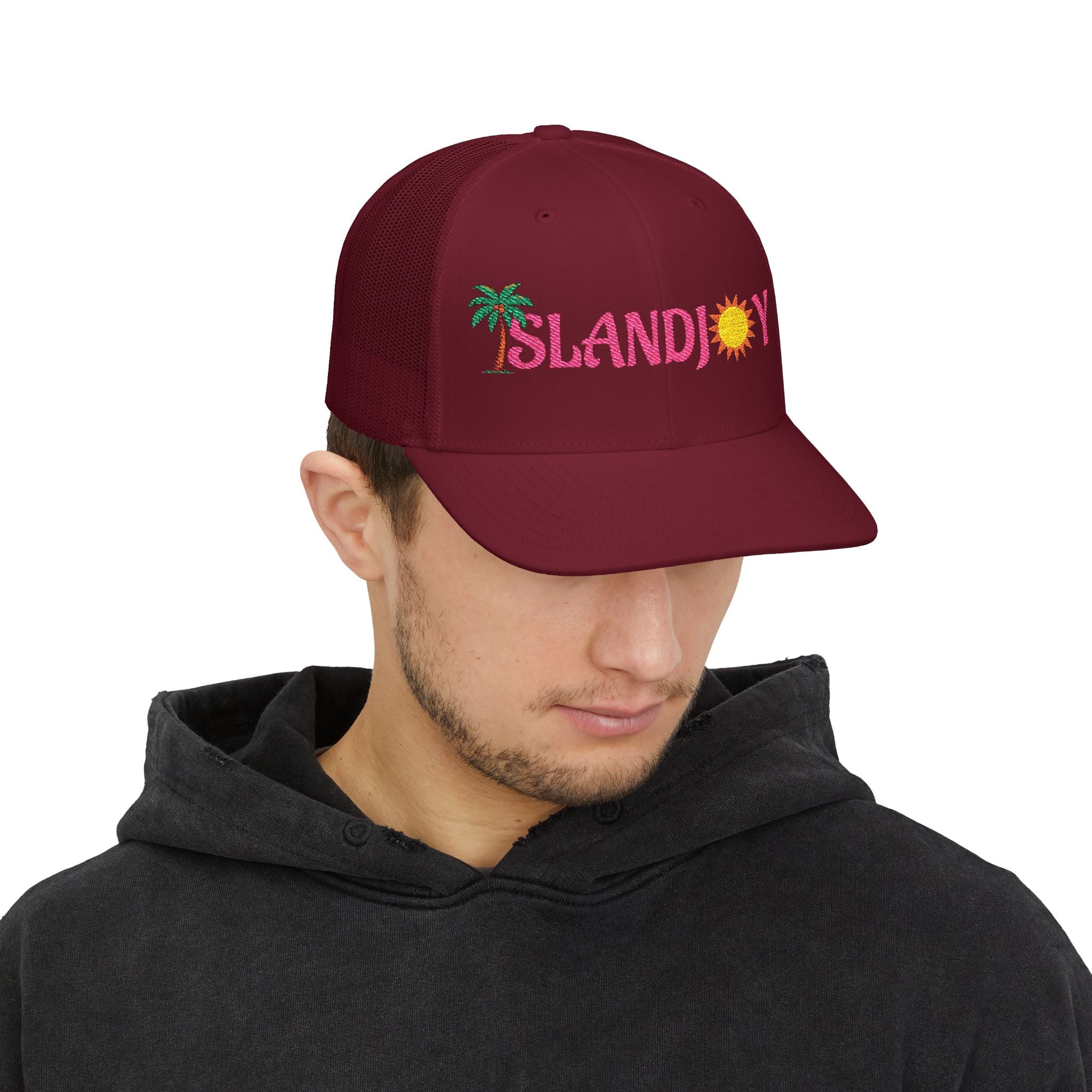Island Joy Snapback Trucker Cap | Beach Vibes, Summer Accessory, Vacation Hat, Embroidered Hat, Outdoorsy Gift