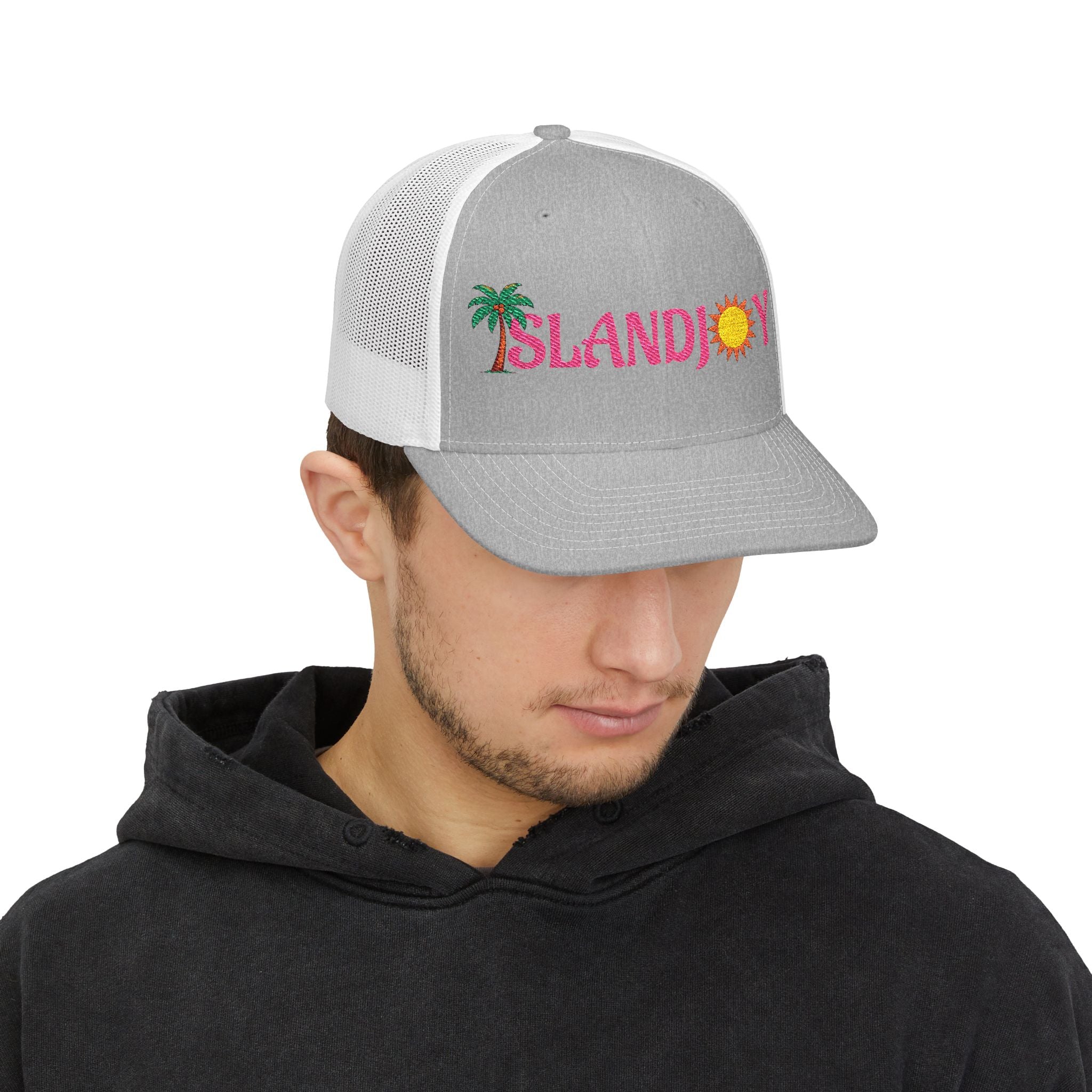Island Joy Snapback Trucker Cap | Beach Vibes, Summer Accessory, Vacation Hat, Embroidered Hat, Outdoorsy Gift
