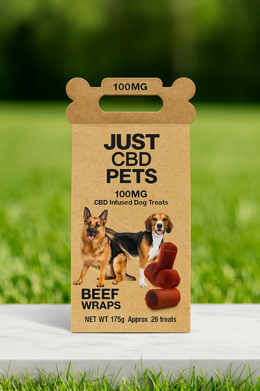 Just CBD Dog Treats – Beef Wraps (100mg CBD, Approx. 26 Treats)