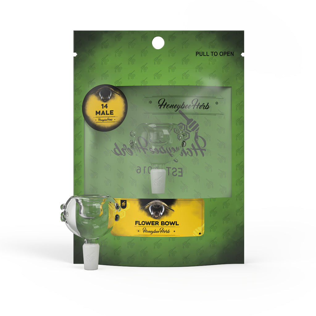 Honeybee Herb Green Line Bubble Bowl Piece - 14mm Male