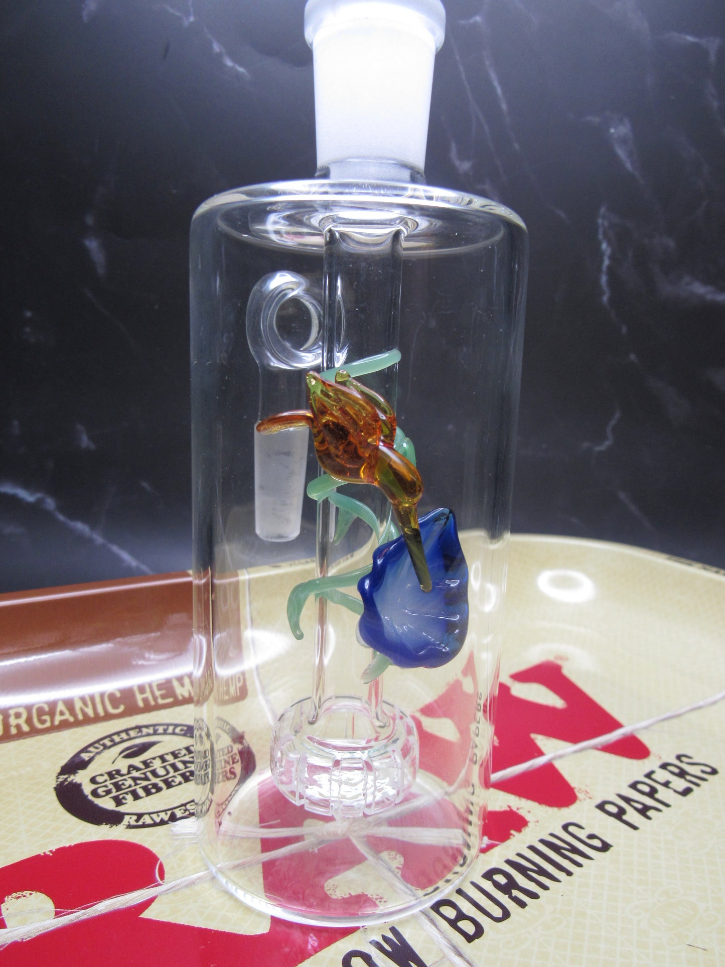 "Floral Hummingbird Glass Ash Catcher – 14mm Joint"