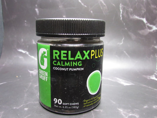 Green Gruff RELAX PLUS Calming Chews for Dogs – Coconut Pumpkin Flavor (90 Soft Chews)